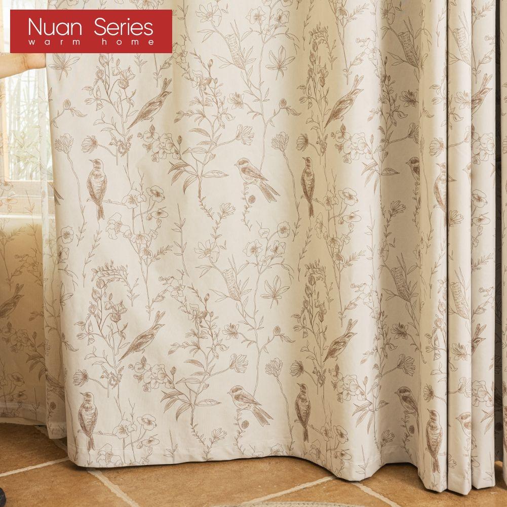 1 шт. Серия Nuan Французские Ретро Высококлассные Бежевые Шторы с Принтом Полностью Затемняющие Шторы для Спальни Гостиной Балконного Окна для Домашнего Декора