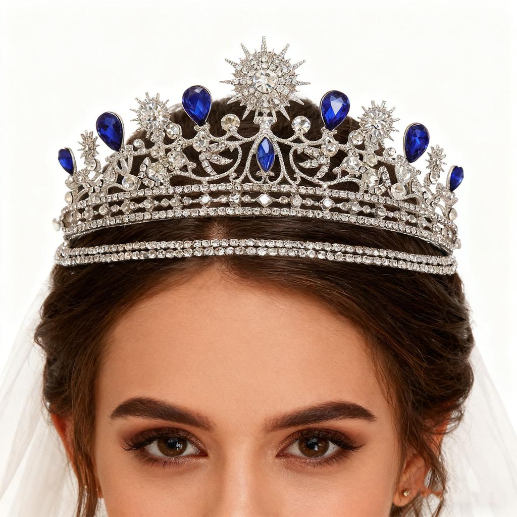 Bridal Crown Sunflower Rhinestone Princess Crown for Women Bridal Wedding Prom Birthday Hair Accessories