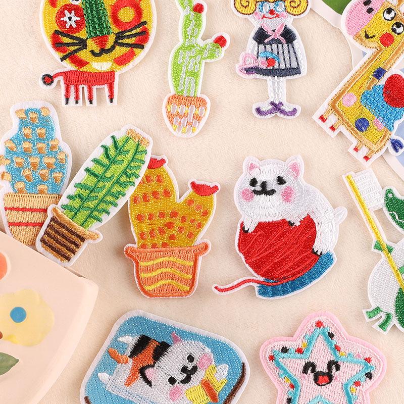 Вышивка наклейка мультяшная тканевая этикетка кактус аксессуары для одежды ручной аккаунт DIY пуховик нашивка наклейка тканевая наклейка