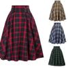 Retro Plaid High-Waist A-Line Flannel Skirt - Slim Fit, Autumn/Winter