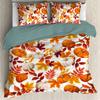Thanksgiving Fall Pumpkin Maple Leaves Duvet Cover with 2 Pillow Shams 3pcs Comforter Cover Bedding Set All-Season Room Decor