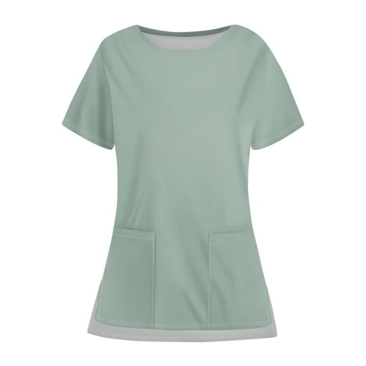 Женский повседневный однотонный топ с карманом, рабочая униформа, круглый вырез, открытый низ, защитный