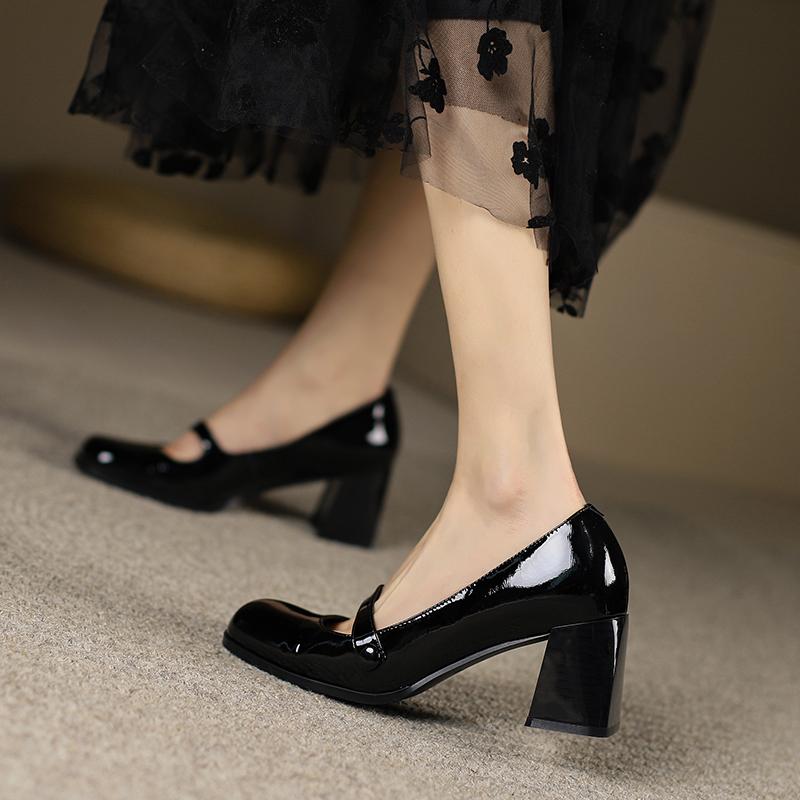 Мода Модные и универсальные Новые Ретро Темпераментные Лоферы Повседневные Туфли с Квадратным Носком На Высоком Каблуке Женские Кожаные Туфли в Британском Стиле