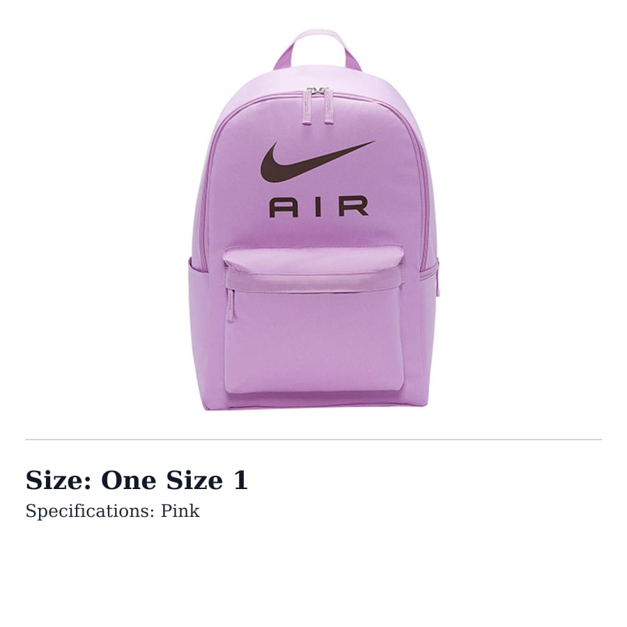 Nike Heritage Polyester Backpack Regular Unisex Pink DR6269-532