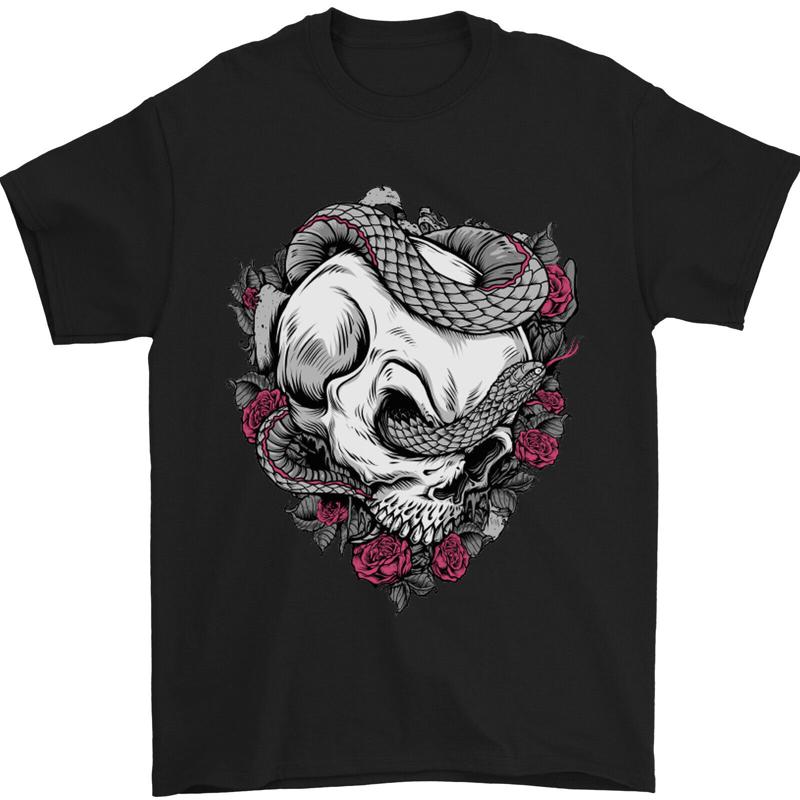 Schlangen Und Totenkopf motard Heavy Metal gothique Herren 100% Baumwoll t-shirt
