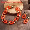 Female Resin Fluorescent Necklace And Earrings Jewelry Set With Electroplated Finish For Autumn