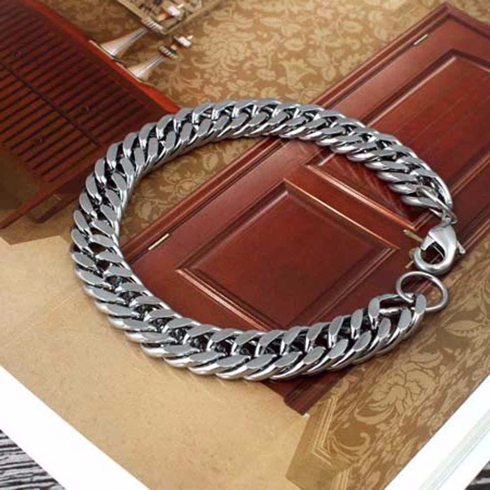 Punk Cuban Link Chain Stainless Steel Hip Hop Men's Bracelets Bracelets Heavy Chain Punk Jewelry