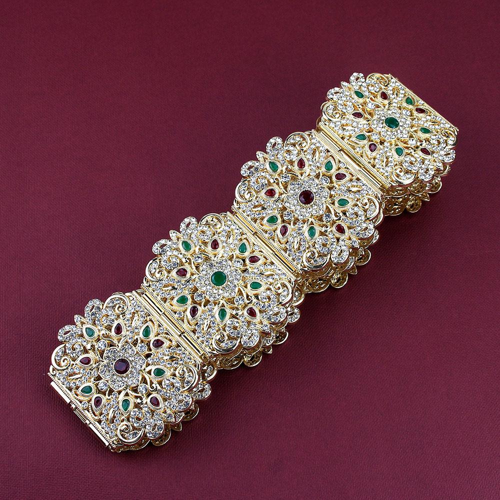 Elegant Wedding Belt for Women Crystal Wide Waist Belt Metal Link Chain Adjustable Length