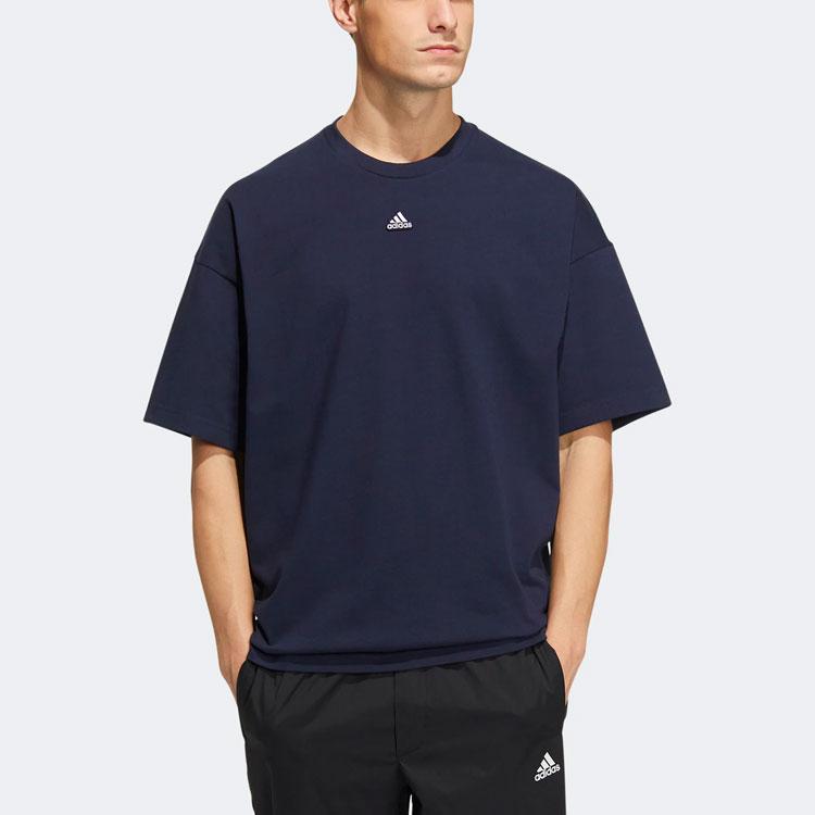 Adidas T Shirts Men's Blue Crew Neck Moderate Straight Fit HS4381