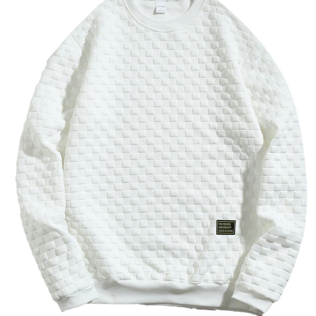 Внешняя торговля Мужской свитер осень-зима тяжелый клетчатый свободный повседневный пуловер с круглым вырезом куртка