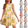 Летнее платье для девочек без рукавов Пасхальное принтованное цветное повседневное платье