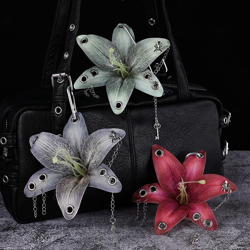Creative Lily Simulation Flower Keychain Pendant Backpack Decoration Accessories Gifts