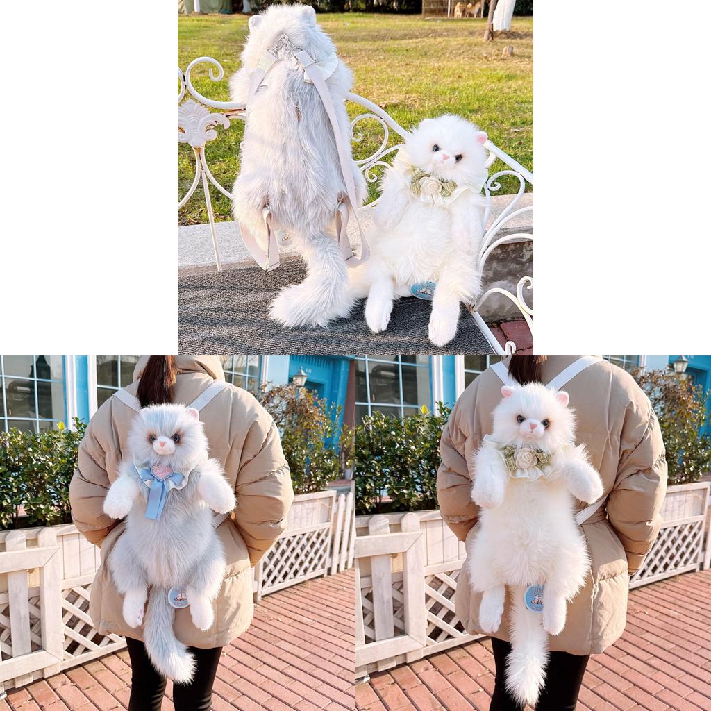 Плюшевый рюкзак-кошка с цветами и бантами для девочек и детей