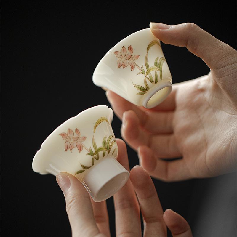 Керамические пиалы ручной работы, цветочные фарфоровые чайные чашки, ретро пиала тва, китайская чашка для кунг-фу, бытовая чайная посуда, посуда для напитков, мастер-пиала
