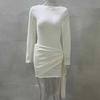 Yousheng женское сексуальное облегающее мини-платье с длинным рукавом и открытой спиной, облегающее платье с круглым вырезом, формальное вечернее платье для клуба