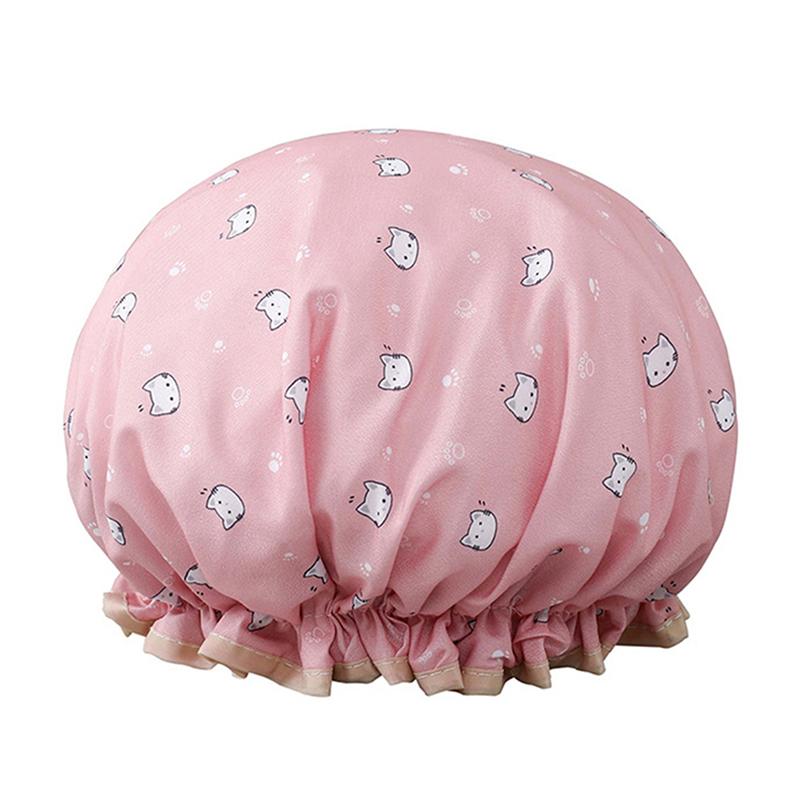 Double-Layer Kitchen Lady Light Oil Fume-Proof Cap Shower Cap Waterproof Adult Women Shower Bath Cap Shampoo Cap Cute Glitter