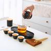 Ceramic coarse pottery portable travel tea set, small outdoor express cup souvenir business gift