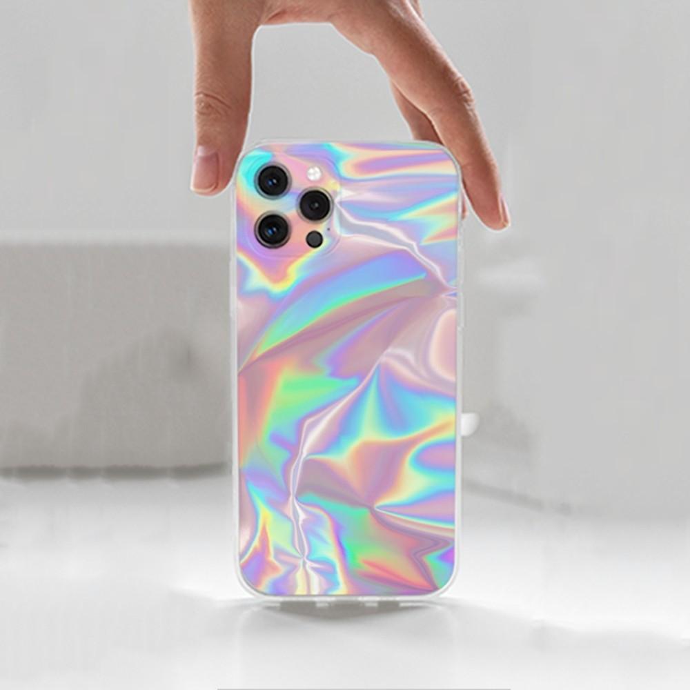 Радужный голографический чехол для iPhone 16,15,14,13,12,11 Plus,Pro,Max,XR,XS,X,7,8 Plus,SE,Mini,Прозрачный,Силиконовый чехол