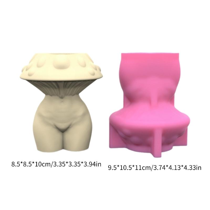 Silicone Vase Molds Flower Bottle Mold Mushroom Woman Shape Unique Flowerpot Molds Silicone Texture for Craft Vase