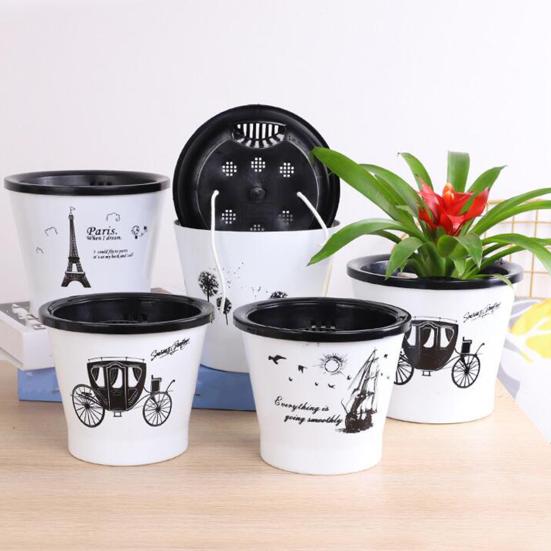 Flowerpot Water Storage Function Anti-slip PP Smooth Surface Plant Pot Patio Decor