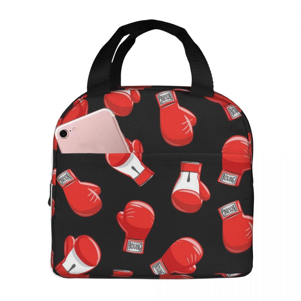 Red Boxing Gloves Insulated Lunch Bag for Women Children Portable Food Boxes Thermal Lunch Box Tote