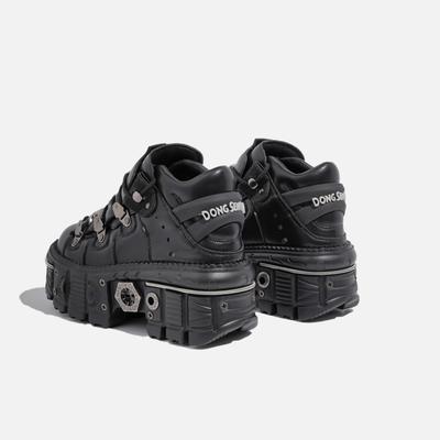 Ретро подошва танк толстые туфли металлическая платформа маленькие кожаные туфли темный панк маффин одинарные туфли женские