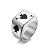 Vintage Heart Spade A Poker Rings Signet Ring for Men Silver Color Stainless Steel Fashion Punk Rock Gothic Jewelry Gift