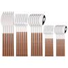 6pcs/30pcs Stainless Steel Dinnerware Cutlery Set Flatware Set with Imitation Wooden Handle Tableware Knife Fork Tea Spoon Eating Utensils