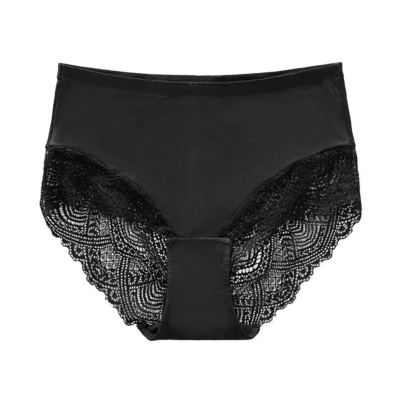 Women's Lace Stitching Seamless Panties High Waist Large Size Briefs Hip Lifting Underwear M-2XL