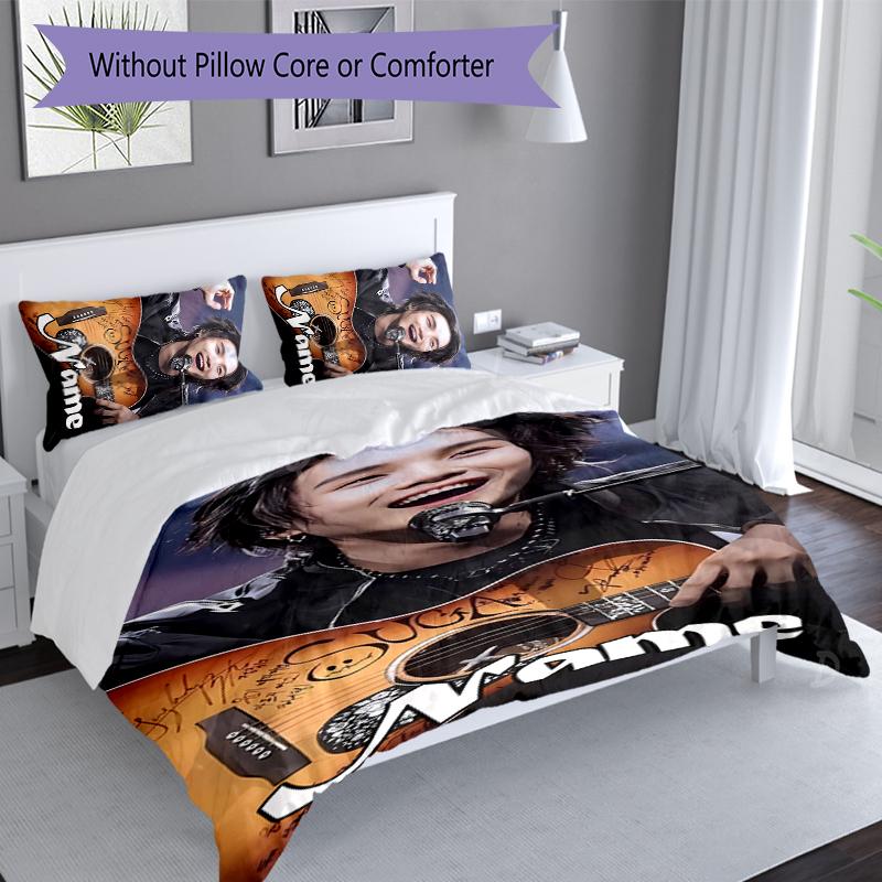 3pcs Custom Name Jimin Set,Includes 1 Duvet Cover and 2 Pillowcases,All-season Bedroom Decor