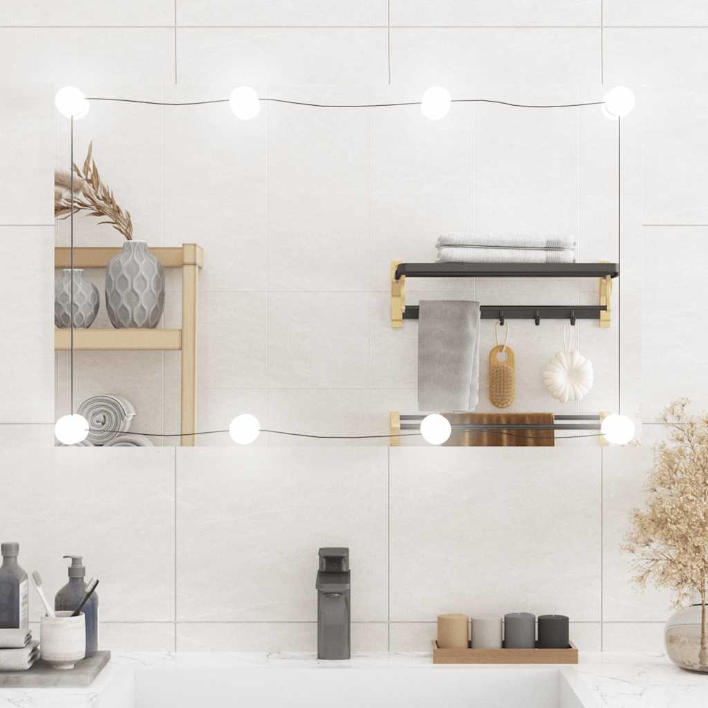 Vidaxl Lustro Ścienne Z Led, 50X80 Cm, Szklane, Prostokątne