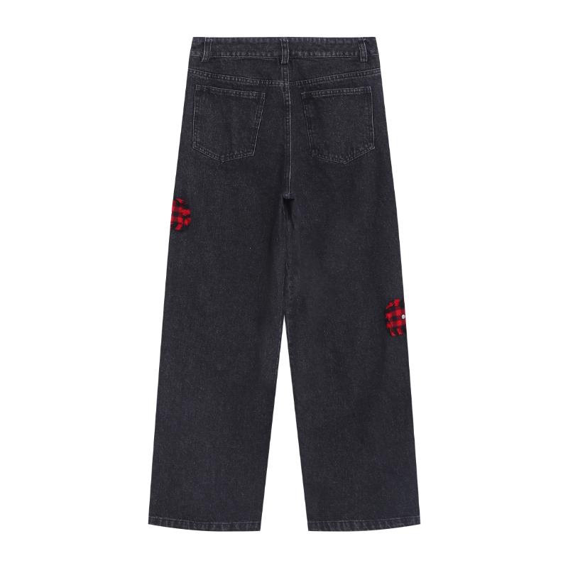 Женские черные готические мешковатые джинсы Y2k, винтажная уличная одежда, ковбойские брюки, брюки из денима в стиле Харадзюку, эстетическая эмо-дрянная одежда 2000-х