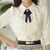 Women New Ribbon Bow Tie Beauty Head Bow Brooch Blouse Collar Pin Brooch Bowknot Shirt Bow Tie Corsage Pin Accessories