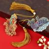 Office Supplies Retro Tassel Metal Dragon Tiger Book Clip Brass Bookmark Pagination Mark Painted