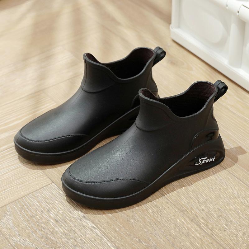 Autumn and winter low-top rain shoes women's fashion outer wear short tube adult women's cute waterproof shoes non-slip women's cotton warm