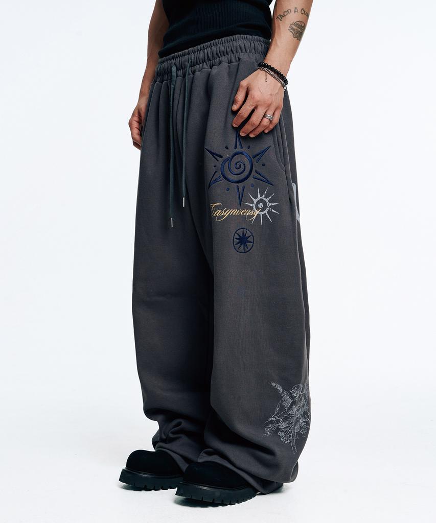 EASY NO EASY Multi-Print Sweatpants - Charcoal