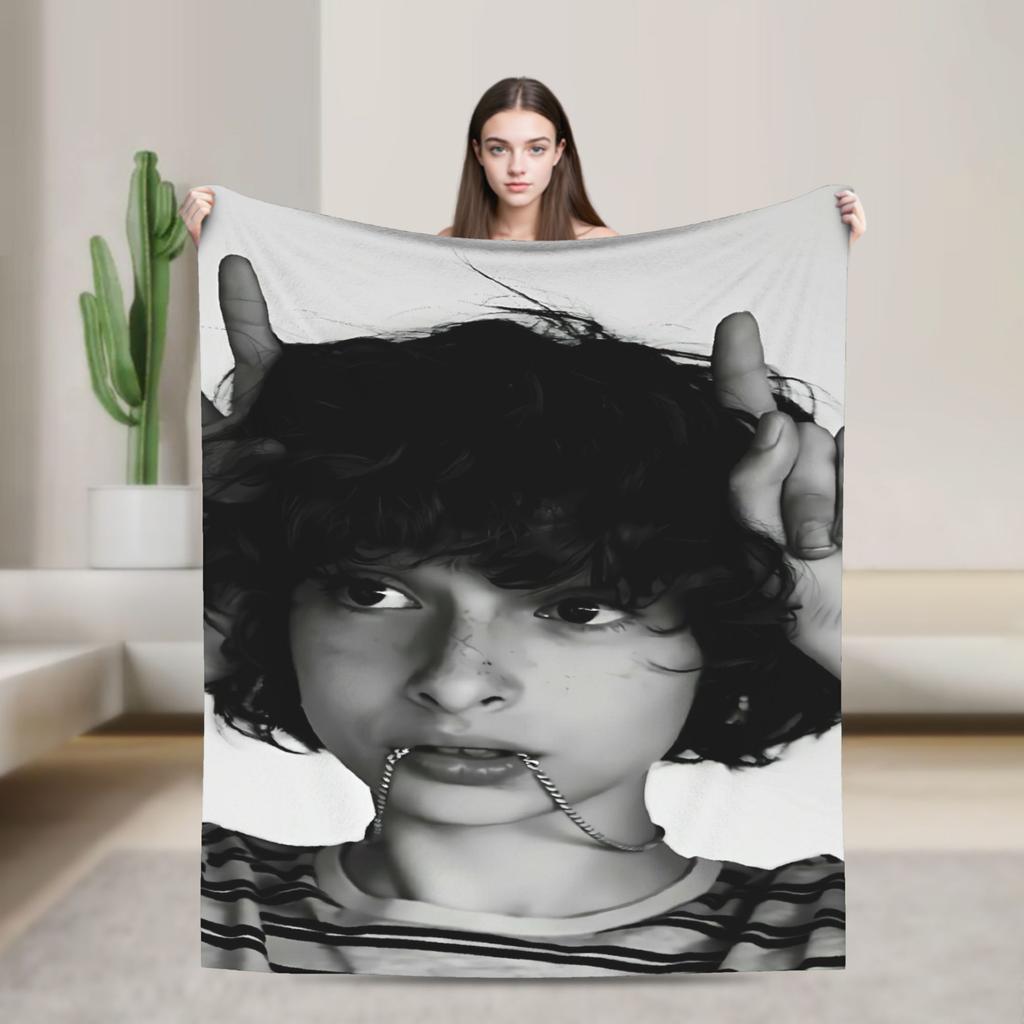 Finn Wolfhard Flannel Blanket Winter Warm Soft Throw Blanket for Girls Boys Couch Chair Graphic Bedspread Sofa Bed Cover