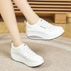 Women's Height Increase White Leather Wedge Sneakers Casual Thick Sole Loafers Girls Minimalist Maternity Shoes