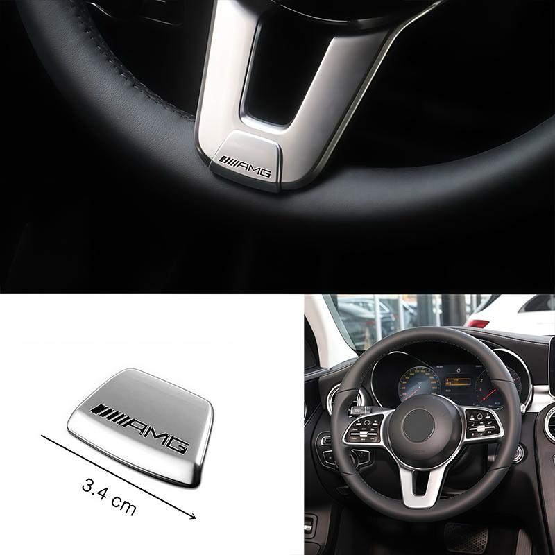AABIE1 Car Steering Wheel Sticker Metal Logo Decoration For Mercedes Benz AMG GLC W203 W205 W206 W220 W211 W212 W201 W210 W108 E Class