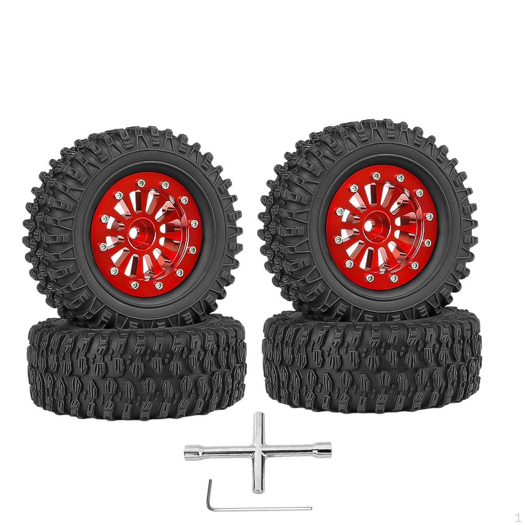 4 Pieces RC Car Wheels and Tires Crawler Sturdy Replace with Wheel Rim for