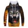 Весна и осень мужская толстовка с капюшоном Junior Wolf модная 3D-печать волка свободная уличная одежда 2024 года смешная уличная толстовка с изображением животных в стиле хип-хоп