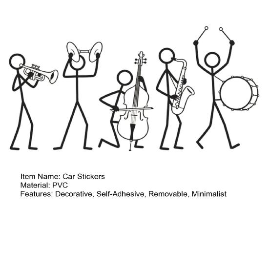 Наклейка Yousheng The Stick Figure Band на зеркало заднего вида, Простые ПВХ наклейки на зеркало заднего вида автомобиля, Самоклеящиеся наклейки для автомобильного окна, крышки бензобака
