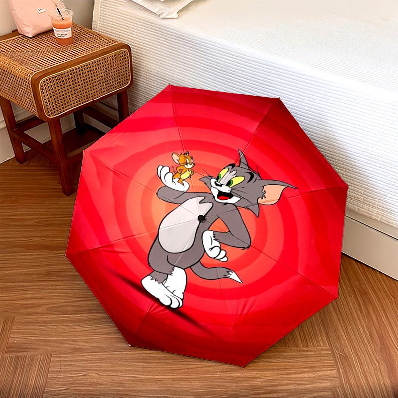 1 шт. Автоматический складной зонт - Мультяшный узор, Портативная и складная конструкция с 46 спицами, Рождественские и новогодние подарки