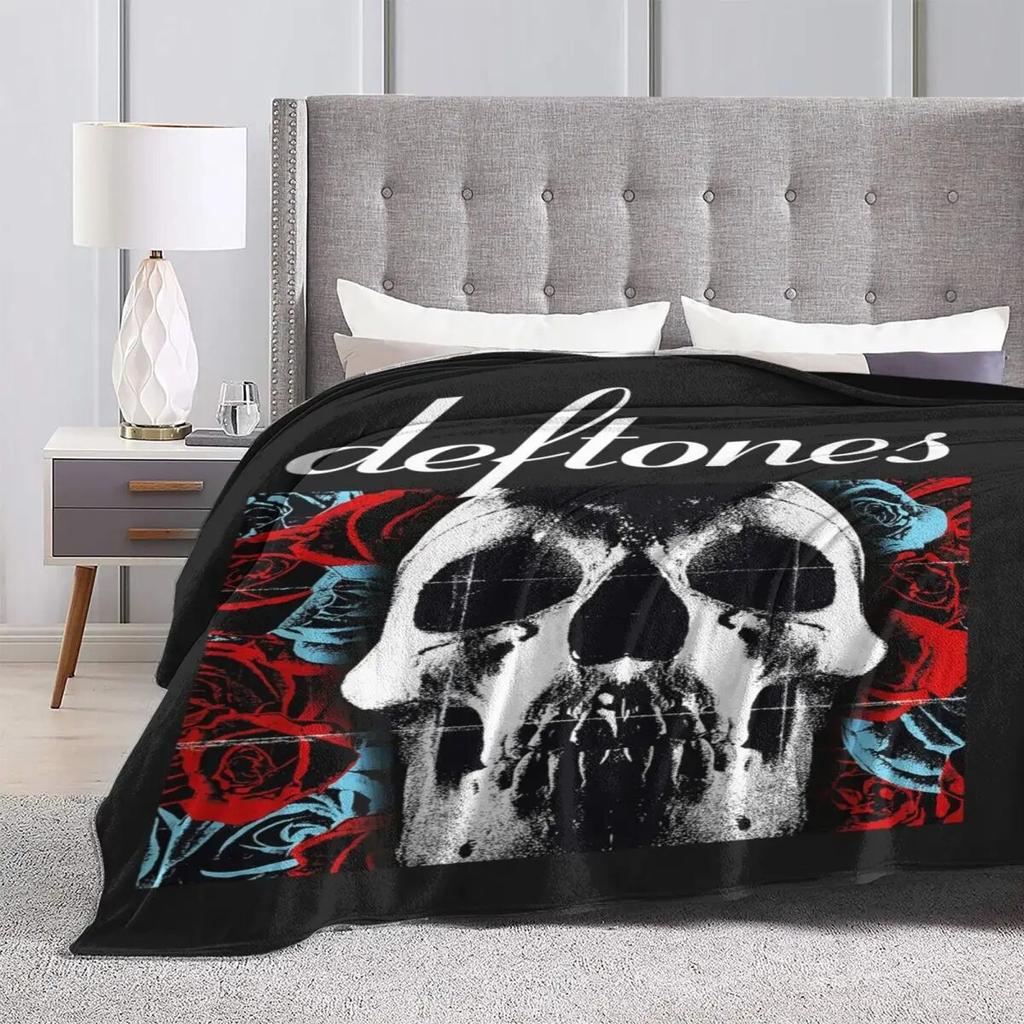 Deftones Alternative Metal Band Blanket Skull Travelling Flannel Throw Blanket Soft Durable Chair Sofa Bed Bedspread Gift Idea