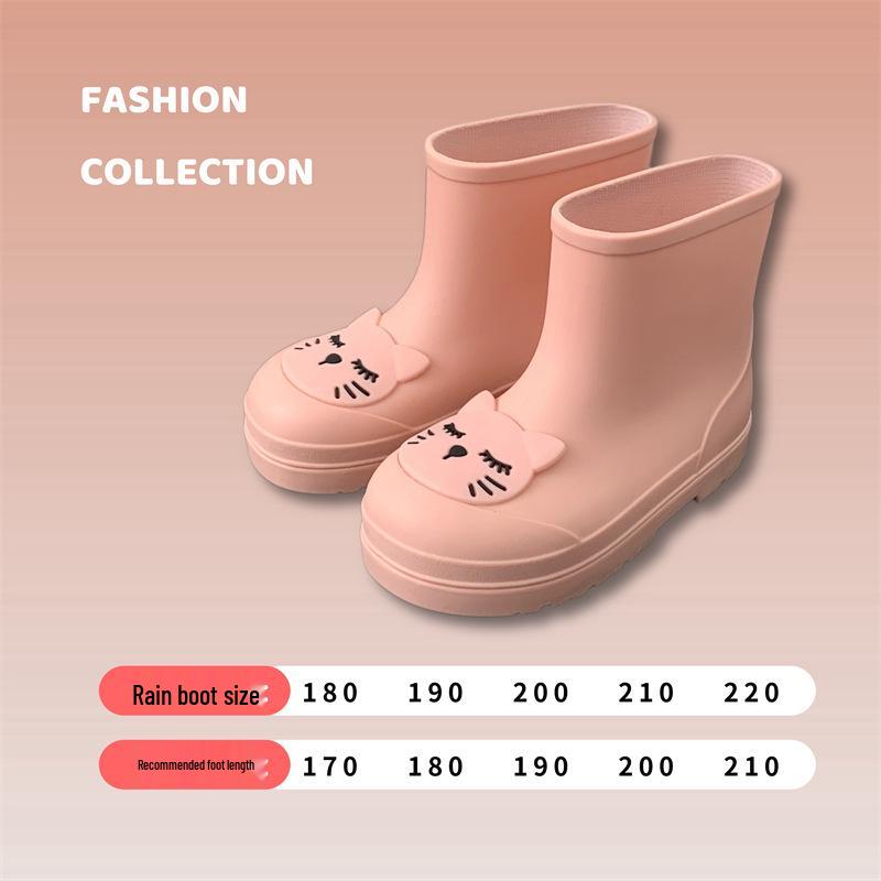 Kids' Cute Cat Rain Boots: Non-slip, Waterproof Medium-Height for Toddlers & Children