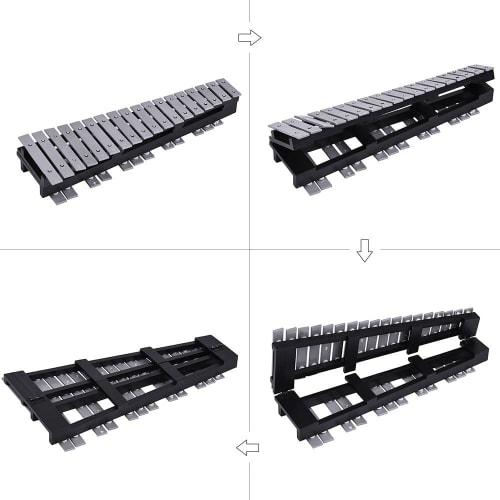 Btuty Глокеншпиль Ксилофон, 30 нот, Деревянная рама, Складные алюминиевые планки, Перкуссионный инструмент в подарок с сумкой для переноски