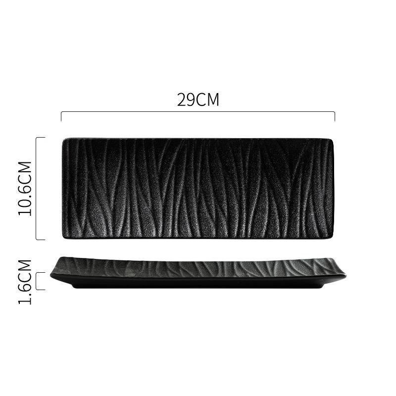 Сплошной цветной рельефный узор Керамическая длинная барная тарелка Суши-тарелка Десертная тарелка Жареная птица Молекулярная еда Креативная посуда