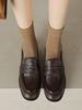 2025 новые лоферы на плоской подошве женские трендовые весенне-осенние новые французские туфли с круглым носком в ретро-стиле, одинарные туфли на одной педали, маленькие кожаные туфли
