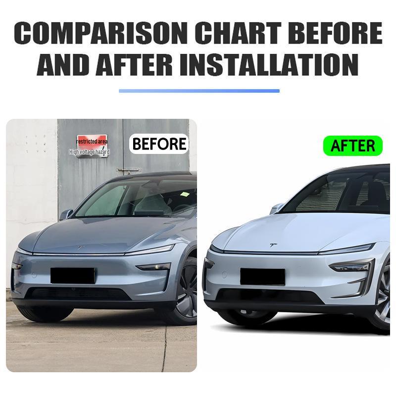 2025+ Tesla Model Y Facelift Front Bumper Wind Deflector & Headlight Eyebrow Spoiler