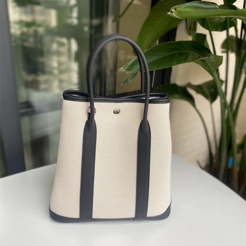 2024 Вертикальная садовая сумка из коровьей кожи и холста: Ручная, наплечная, через плечо, для поездок на работу, большой емкости